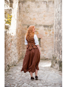 Gonna medievale con ricamo modello Svenja, marrone tabacco 2