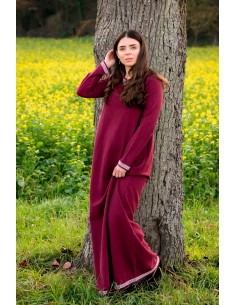 Abito lungo vichingo modello Brigida, colore rosso 2