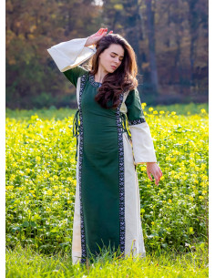 Abito medievale donna modello Sophie, verde-bianco