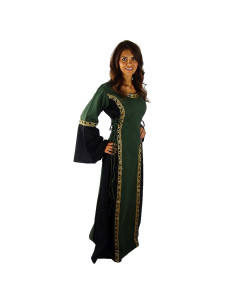 Abito medievale donna modello Sophie, Verde-Nero