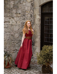 Abito lungo medievale modello Clara, colore rosso 2