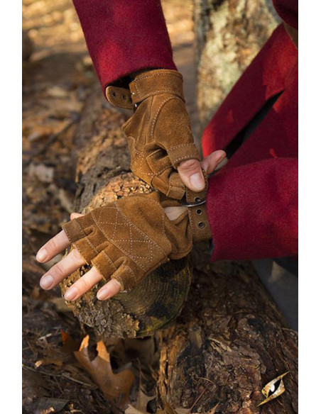 Guanti celtici in camoscio marrone,...