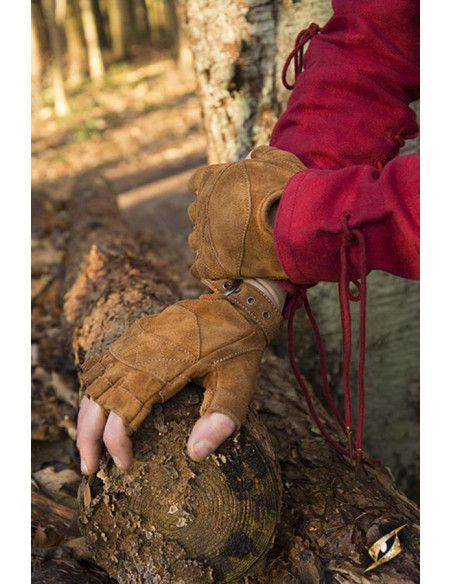 Guanti celtici in camoscio marrone,...
