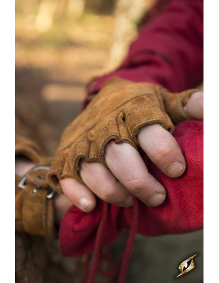 Guanti celtici in camoscio marrone,...