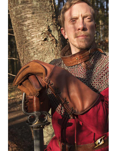 Guanti medievali Falcon, pelle marrone