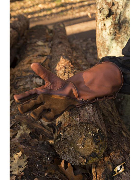 Guanti medievali Falcon, pelle marrone