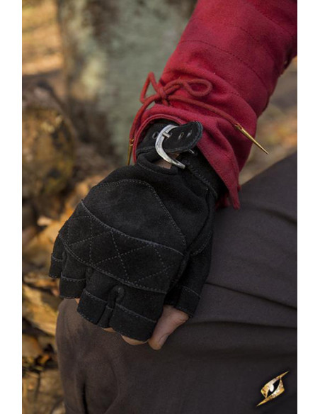 Guanti celtici in camoscio nero,...