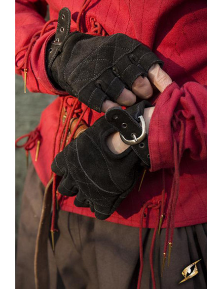 Guanti celtici in camoscio nero,...