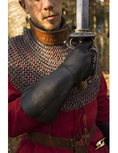 Guanti medievali Falcon, pelle nera 2
