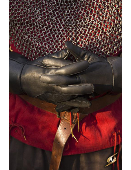 Guanti medievali Falcon, pelle nera