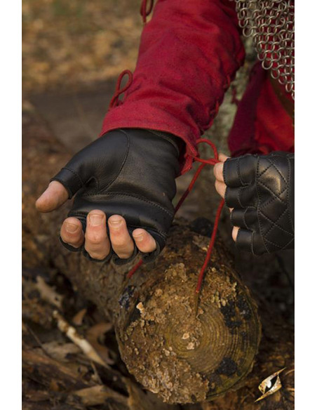 Guanti celtici in pelle nera,...