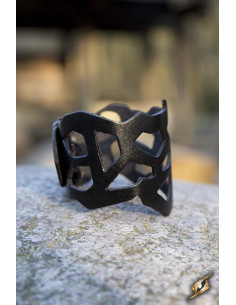 Bracciale Elf Rogue in pelle nera, 31 cm.