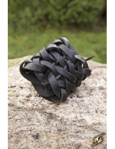 Bracciale celtico in pelle nera intrecciata