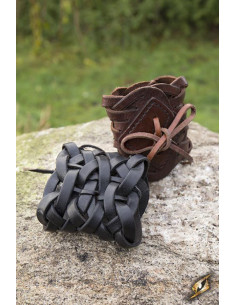 Bracciale celtico in pelle nera intrecciata 2