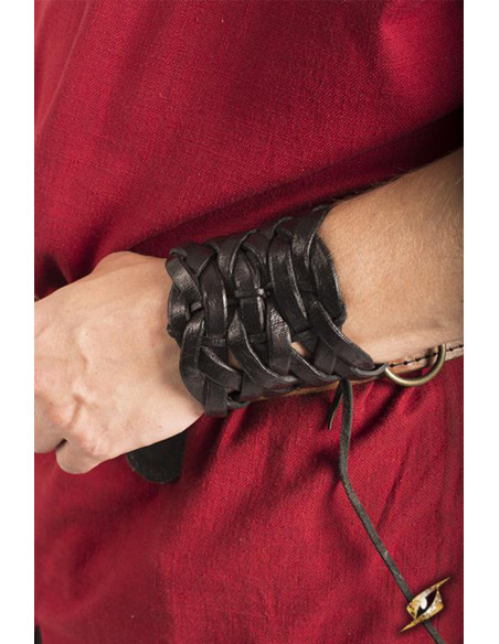 Bracciale celtico in pelle nera...