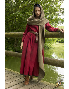 Cappuccio con scialle medievale modello Altaïr verde 2