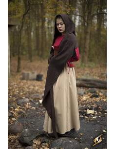 Cappuccio con scialle medievale modello Altaïr marrone scuro 2
