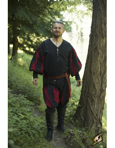 Pantaloni da mercenario Lansquenet, nero-rosso