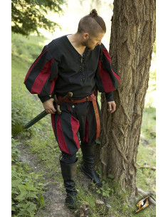 Pantaloni da mercenario Lansquenet, nero-rosso 2