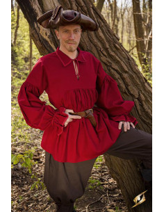 Camicia rinascimentale in cotone Aramis, rosso scuro
