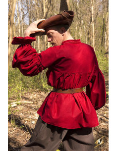 Camicia rinascimentale in cotone Aramis, rosso scuro 2