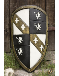 Scudo Leoni Cavaliere Medievale Bianco/Oro in lattice,...