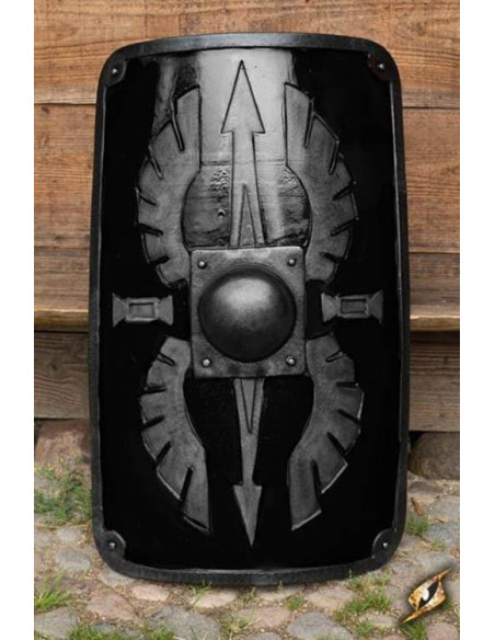 Scudo romano nero in lattice, 100x65 cm.