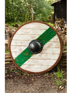 Scudo vichingo-celtico Thegn verde/bianco LARP, ø 80 cm.