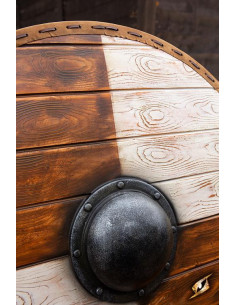 Scudo Vichingo Thegn Bianco/Legno per LARP, ø 80 cm. 2