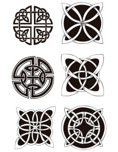 Tatuaggio temporaneo con simboli e nodi celtici e vichinghi