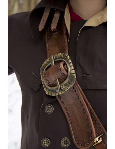 Borsa a tracolla pirata in pelle marrone