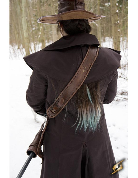 Borsa a tracolla pirata in pelle marrone