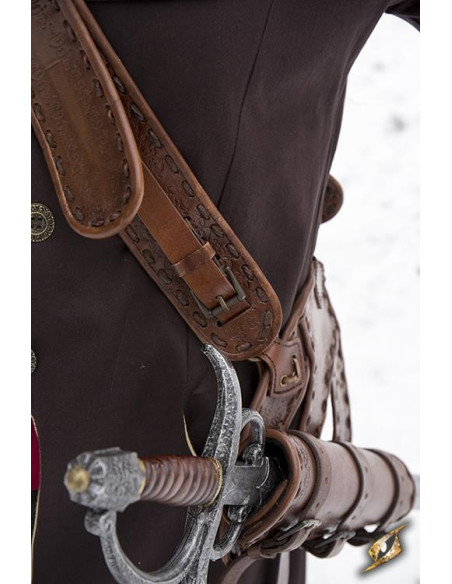 Borsa a tracolla pirata in pelle marrone