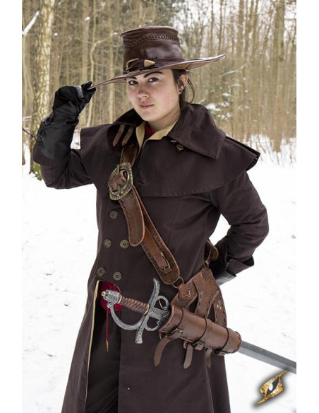 Borsa a tracolla pirata in pelle marrone