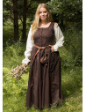 Abito contadino medievale Lene in cotone senza maniche, marrone