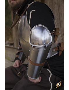 Bracciali e gomiti dell'armatura d'acciaio medievale