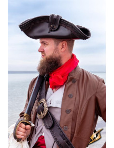 Cappello da pirata nero in pelle sintetica