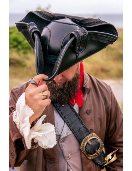 Cappello da pirata nero in pelle...