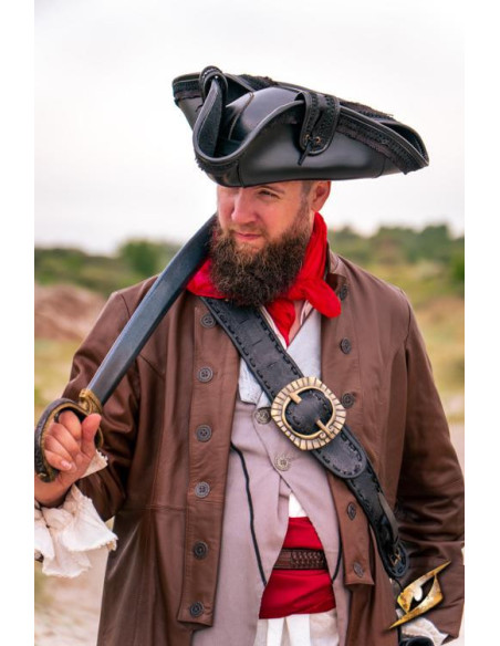 Cappello da pirata nero in pelle...