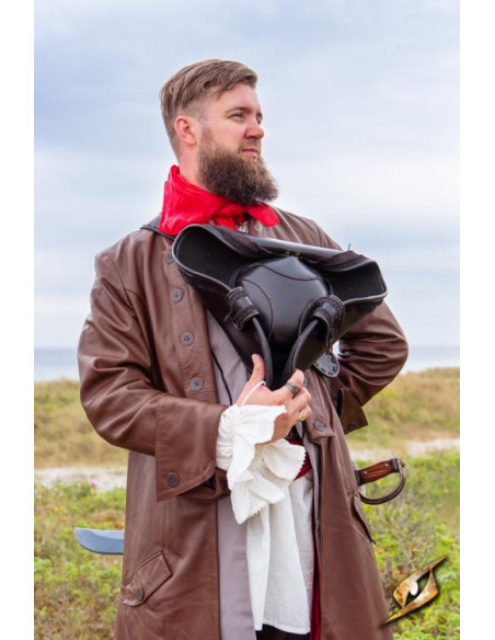 Cappello da pirata nero in pelle...