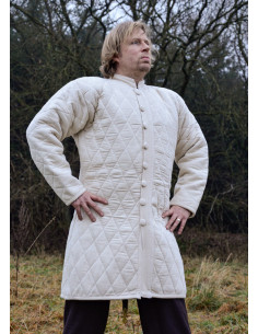 Gambeson lungo trapuntato con bottoni, colore naturale