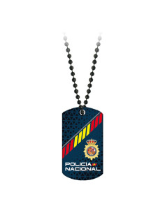 Distintivo con Polizia Nazionale stampata in 3D, con catena