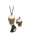Mini coltellino tascabile con catena e manico Skull, lama 3 cm.