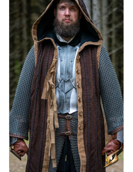 Gilet drago Dreki marrone con cappuccio