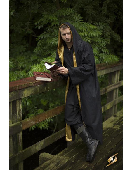Abito da mago con cappuccio, nero-oro