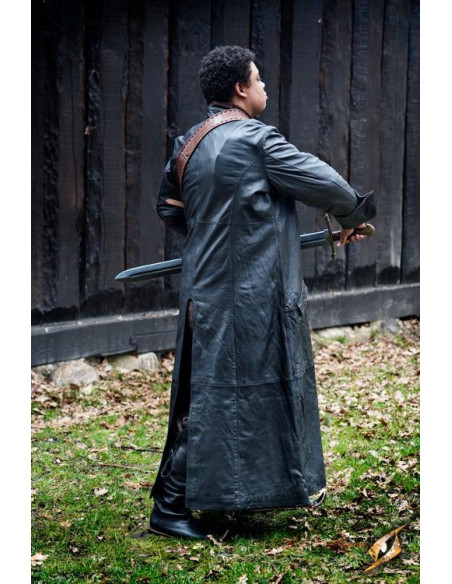 Cappotto Hellsing lungo in pelle nera