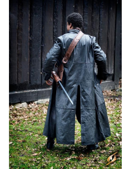 Cappotto Hellsing lungo in pelle nera