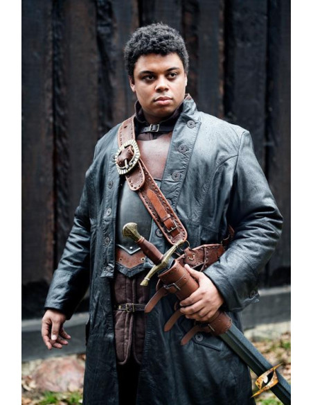 Cappotto Hellsing lungo in pelle nera