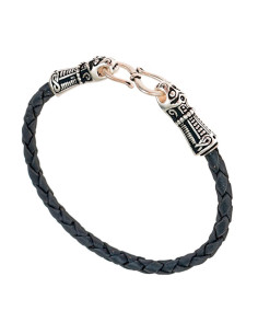 Bracciale placcato in argento Viking Mandermark su pelle...