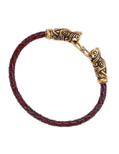 Bracciale intrecciato in bronzo Viking Gotland su pelle...